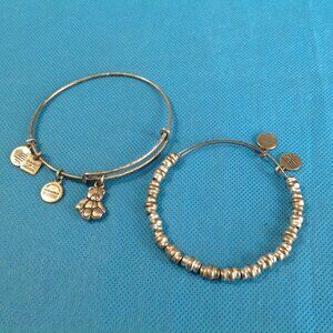 Alex and Ali Bracelets - Teddy Bear and Beads - Silver Tone - Lot of 2